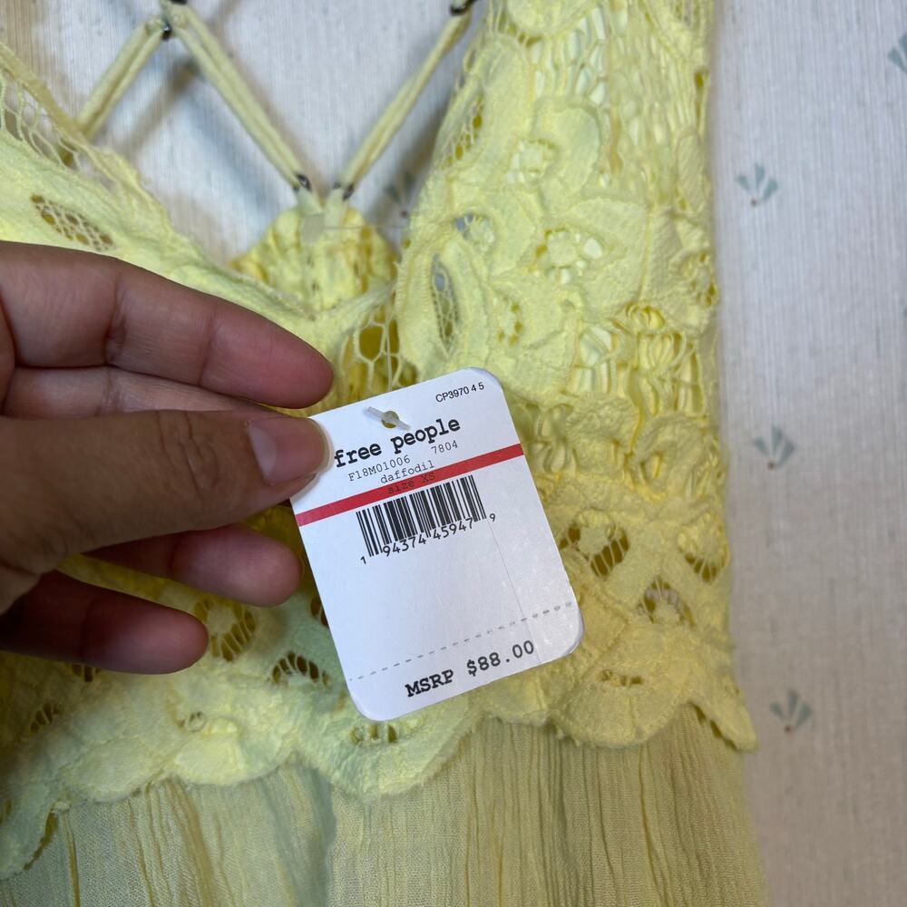 Free People Adella Slip Lace Dress XS Boho Sundress Flowy Fairycore Festival NWT - Picture 13 of 13
